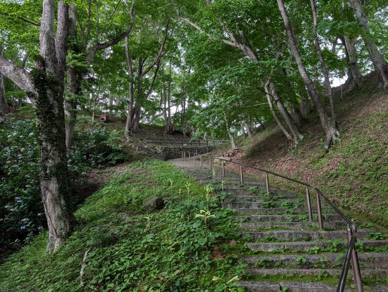三春城跡 搦手門跡と土塁の景観