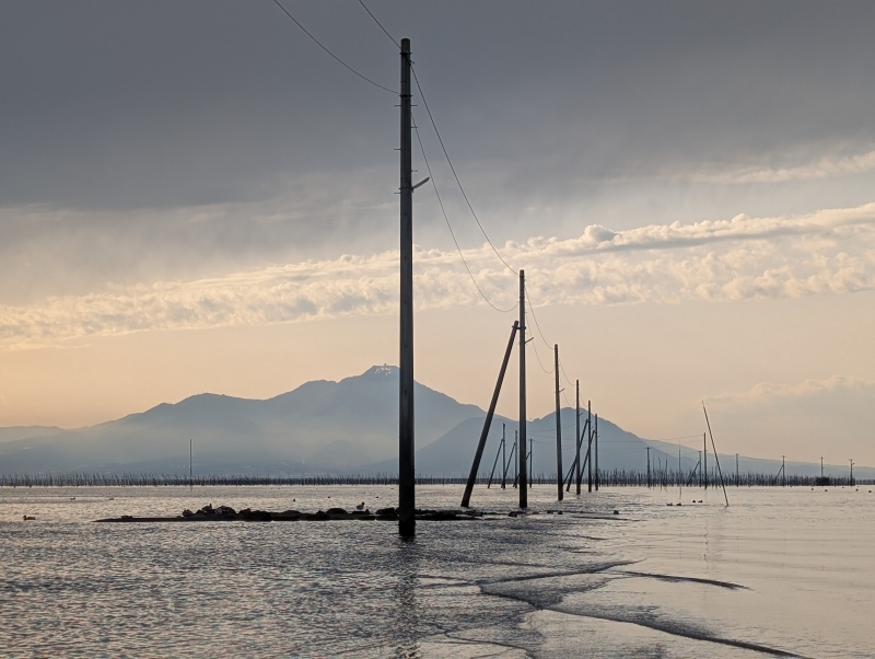 長部田海床路 干潮時の全景 熊本県宇土市 有明海