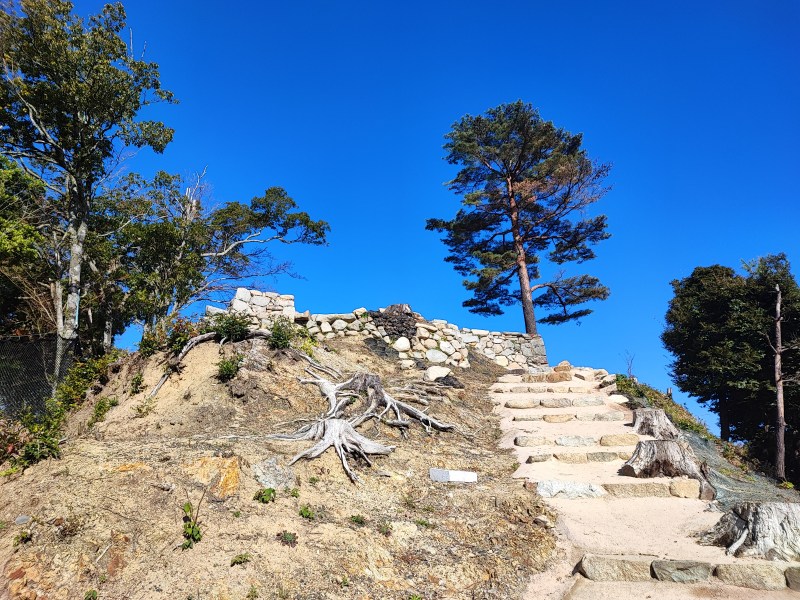 津和野城 出丸 織部丸の石垣と城下町の眺め